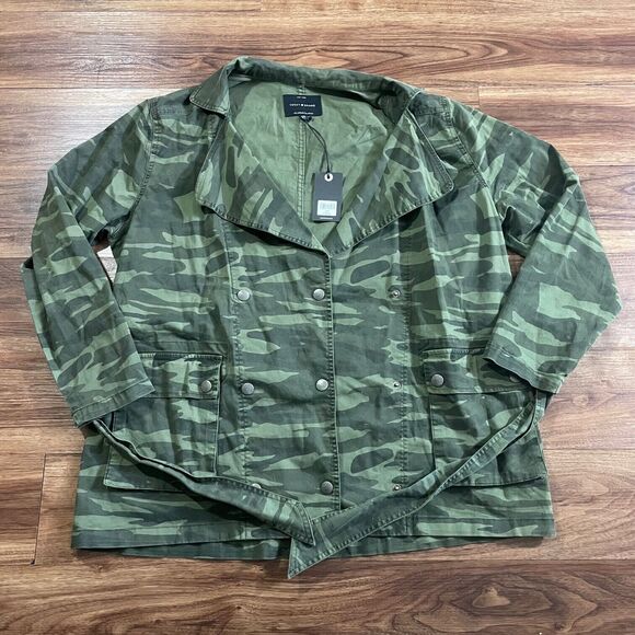 NWT Lucky Brand Womens Camo Belted Utility Jacket Size Large Olive Multi Green - Picture 2 of 12